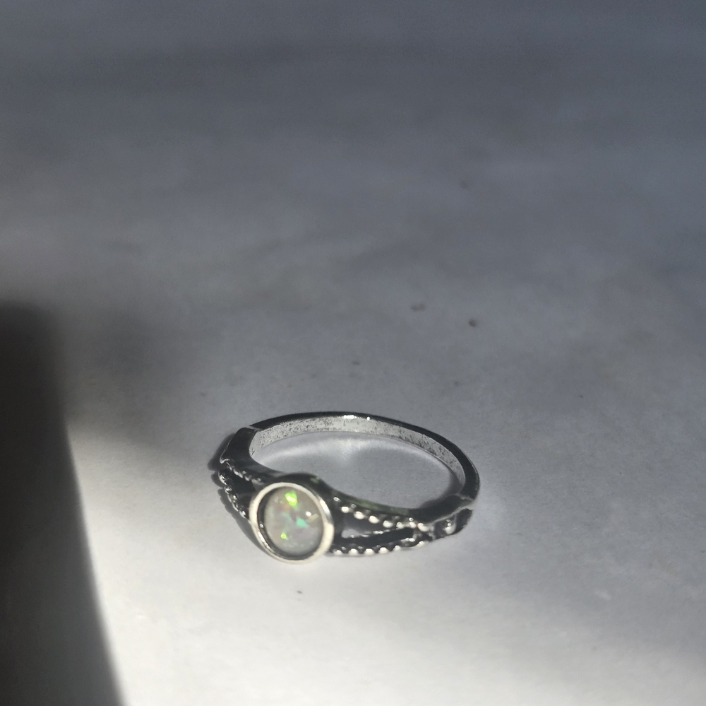 Fire Opal Bezel Set Triangular Quality Titanium S… - image 2